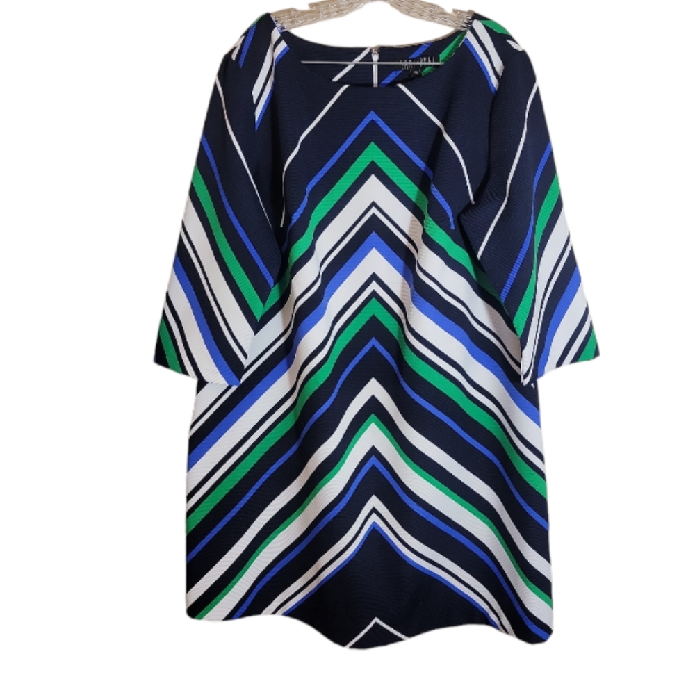 Sami & Dani chervon stripe plus scoop neck shift dress size 2X